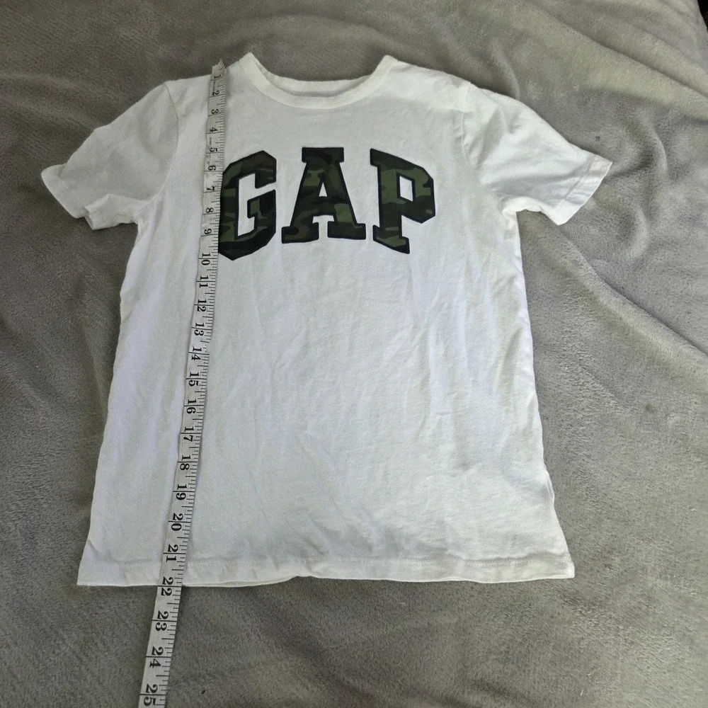 Gap Kids Shirt 10-11 White Camo Logo Graphic Tagless Short Sleeve Tee Top